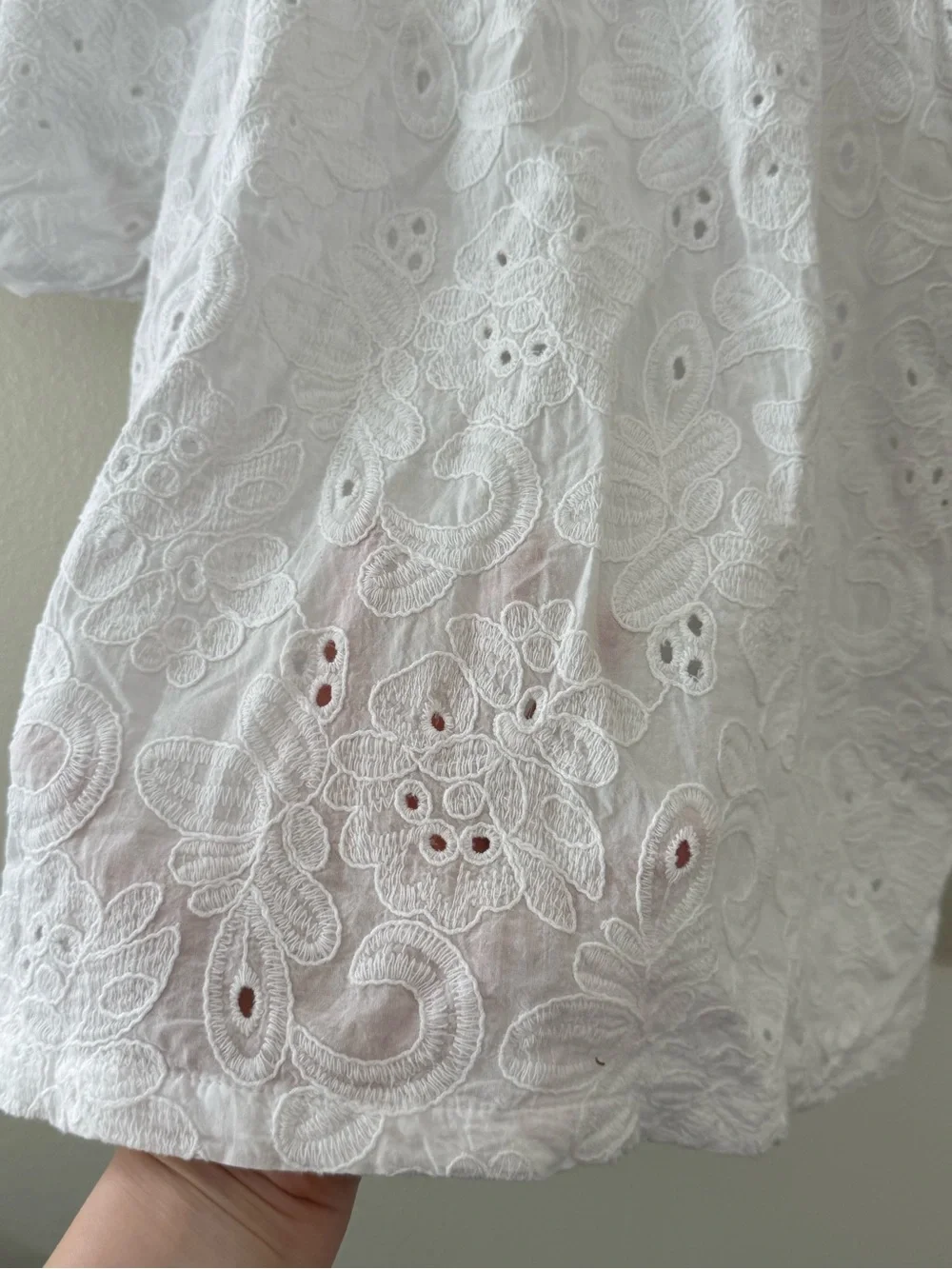 Calypso St. Barth White Eyelet Embroidered Cotton Blouse Size M Beachy Coastal - Picture 6 of 10